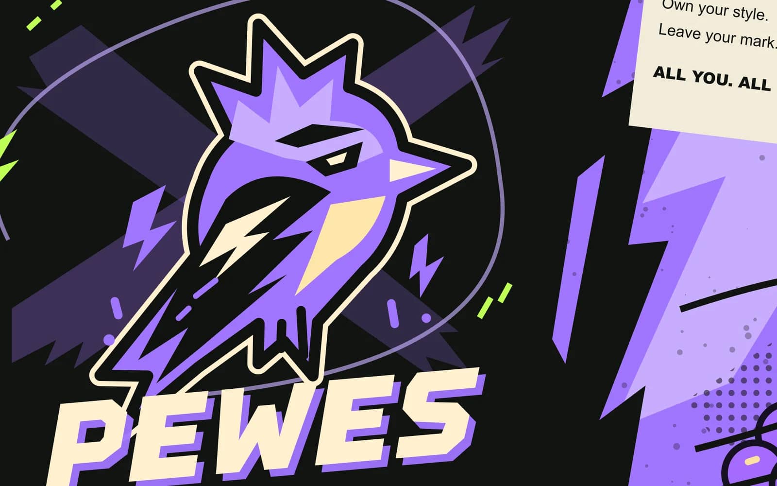 The PEWES pewee and wordmark from the Grape Madness wrap